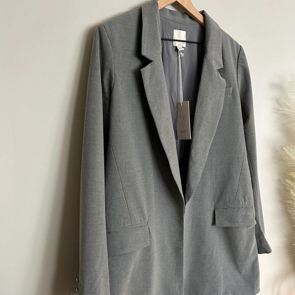 Joie Light Grey Long Open Front Blazer - Picture 4 of 9